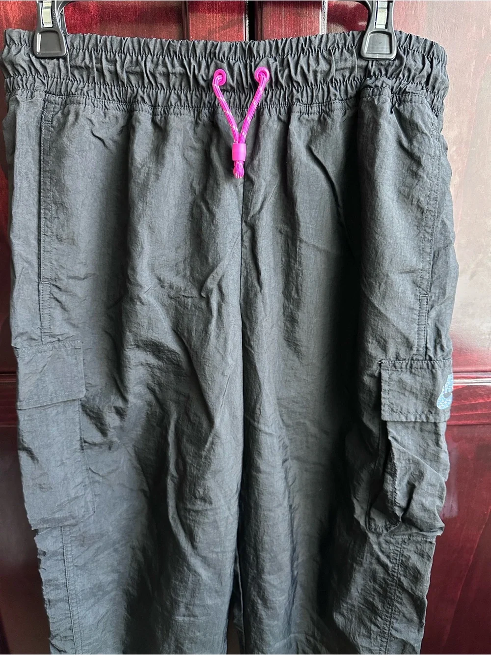 Nike Black Cargo Joggers with Pink Drawcord